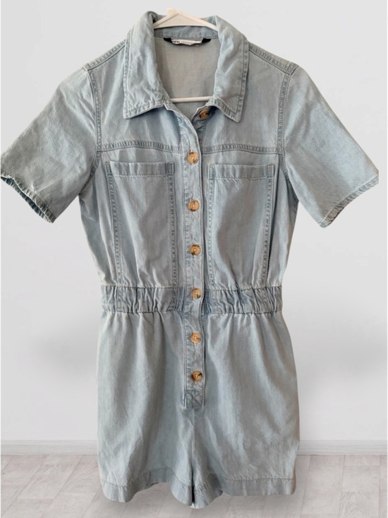 Zara Other - ZARA Light Wash Denim Romper - Size XS